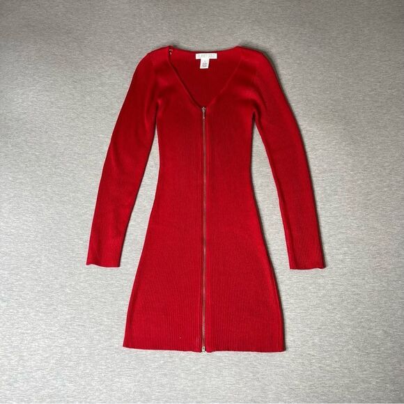 Macy’s Planet Gold Women’s Front Zip Ribbed Bodycon Dress - Picture 11 of 13